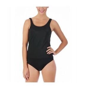 Instant Figure Compression Swimwear Tankini Top in Black Size 12